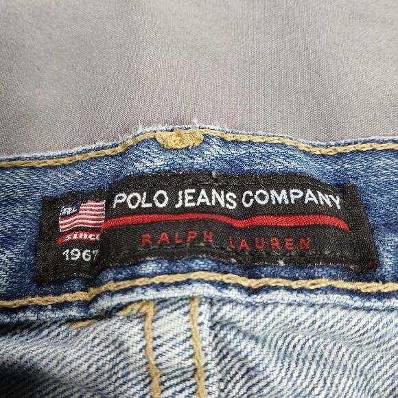 Polo Ralph Lauren Jeans Mens 36x32 Blue Distressed Preppy 90s Vtg Denim Woodrow - Picture 3 of 14